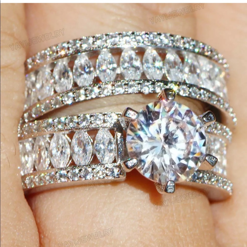Engagement bridal round cut ring - Picture 1 of 5